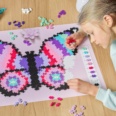 Plus-Plus: Puzzle by Number - Butterfly - 800 Piece Color to Number Matching, Interlocking Mini Blocks, Construction