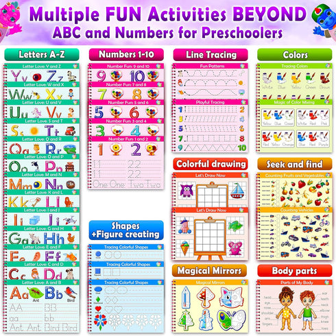 Preschool Learning Activities Workbook | ABC Learning for Toddlers, Tracing Kindergarten Resources, Busy Book, 4 Year