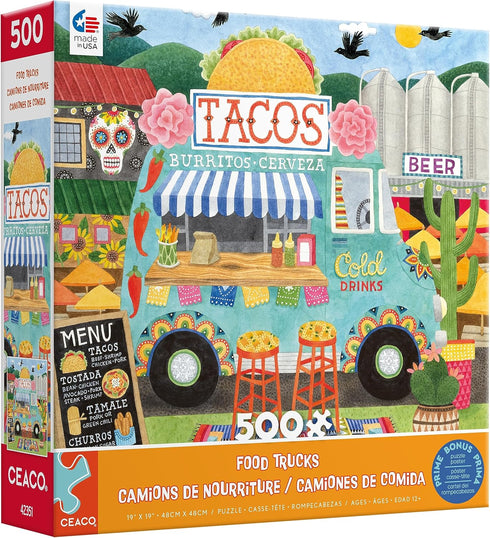 500 Ceaco - Food Trucks Taco Truck Piece Jigsaw Puzzle with Colorful Vibrant Art for Adults and Teens