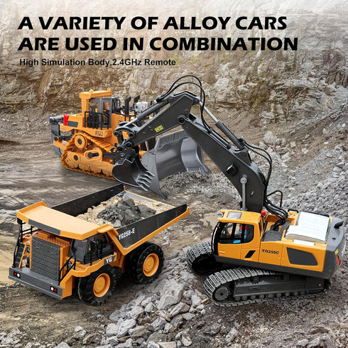 6-11 Old,11-Channel Shovel,2.4Ghz Remote Control Excavator Toy for Boys yrs RC Excavator Toy,with Metal RC Construction