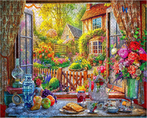1000 24"x30" Country White Mountain Piece Jigsaw Puzzle Scenic Spring Flower Puzzles with Large Pieces Gift for Adults