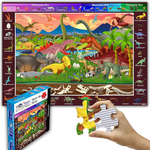 Think2Master 100 Pieces Dinosaurs Jigsaw Puzzle - Fun Colorful Educational Toy for Kids Ages 4-8