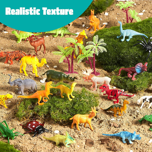 JOYIN 69Pcs Assorted Small Animal Figures, Mini Plastic Toy (Ocean, Zoo, Farm, Dinosaur, Insect) for Sensory Bin