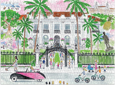 Galison - Michael Storrings A Sunny Day in Palm Beach 1000 Piece Puzzle from Galison - Beautiful 1000 Piece Puzzle for Adults, Challenging and Fun, Thick and Sturdy Pieces, Great Gift Idea