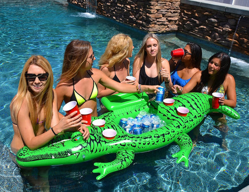 6 GoFloats GoPong Giant Party Gator Floating Alligator with Cooler and Cup Holders, Over ft Long