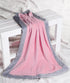 Bacati - Solid Center with Frame Style Border Plush Blanket (Solid Baby Pink/Grey Border) by Bacati