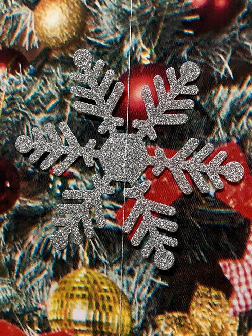 36pcs Silver Snowflake Garland - Winter Wonderland Hanging Snowflakes for Holiday Home Decor