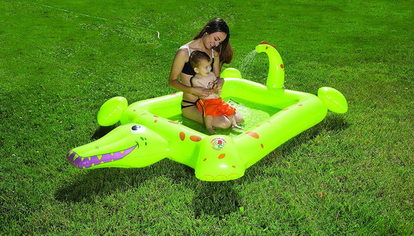 Inflatable Crocodile Spray Pool for Toddlers, Kiddie Swimming & Wading Pool by Poolmaster