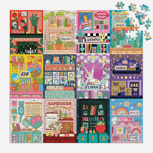 House of Astrology 500 Piece Foil Puzzle from Galison - 20"x20", Beautifully Illustrated, Fun Activity for Zodiac