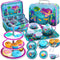 JOYIN 35Pcs Mermaid Tea Party Set for Little Girls, Pretend Tin Teapot