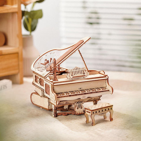 AMK81 3D 3D ROBOTIME Magic Piano Puzzles for Adults-Mechanical Puzzles Musical Instrument-Wooden Music Box Puzzle Kit