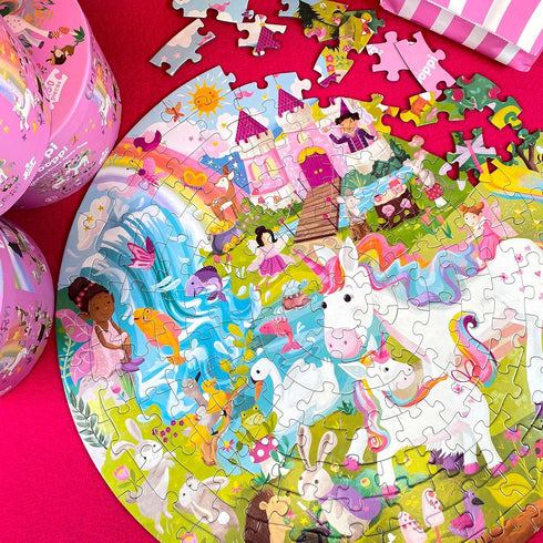 Unicorn Jigsaw Puzzle for Kids Ages 5-8 - 150 Piece Round Puzzle with Fairies and Animals by boppi