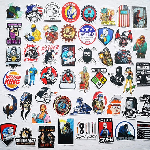 50pcs Funny Welder Helmet Stickers - Welding Safety Stickers for Hard Hat, Construction Workers, Plumber