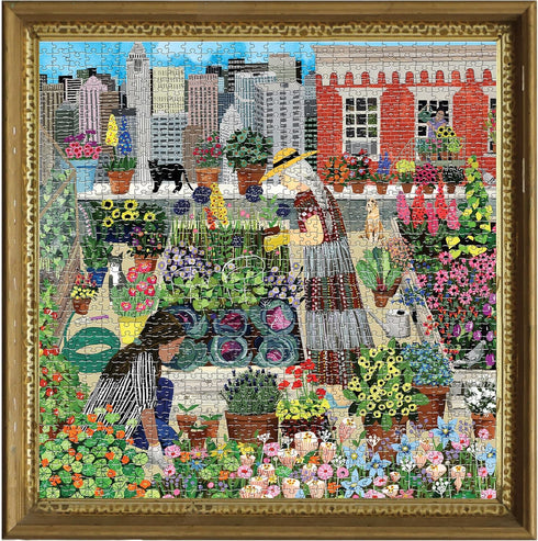 eeBoo - Piece and Love Urban Gardening - 1000 Piece Square Adult Jigsaw Puzzle, Glossy, Sturdy Pieces