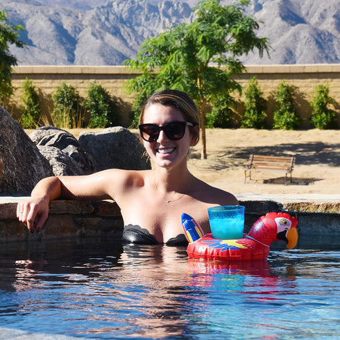GoFloats Inflatable Pool and Hot Tub Drink Holders, 3 Pack, Choose Unicorn, Flamingo, Palm Tree
