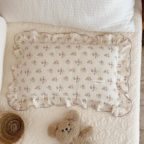 Pillowcase,1 Piece,14"x20" BuLuTu Cotton Muslin Kids Toddler Pillowcase with Cute Azalea Flowers Pattern Super Soft