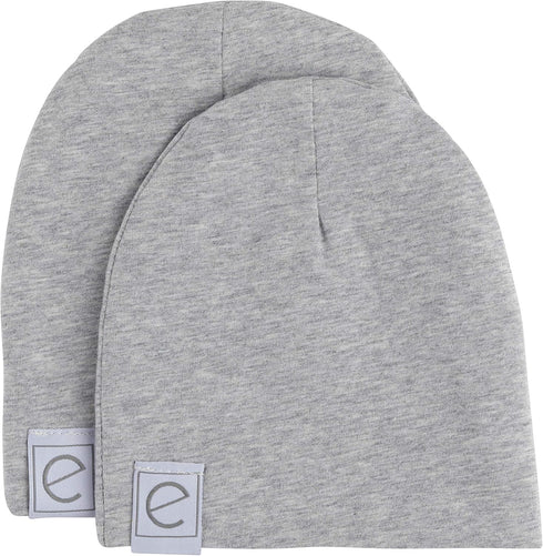 Ely's & Co. Large Cotton Knit Jersey Swaddle Blanket and 2 Beanie Gift Set, Heather Grey Receiving Blanket