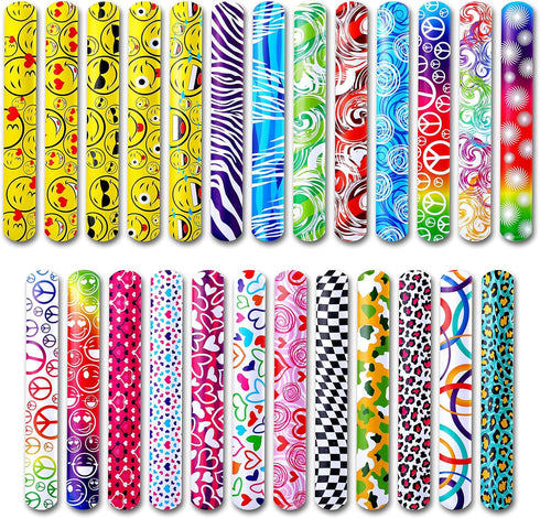 50-Piece Slap Bracelets, Easter Basket Fillers for Toddlers & Kids, 25 Unique Designs