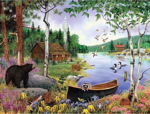 550 Piece Puzzle for Adults by J. Charles, Black Bear and Cabin, 24X18 Country Life Jigsaw (02632-SB)