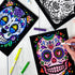 Stuff2Color Sugar Skulls Fuzzy Velvet Halloween Coloring Posters, 6 Pack for Day of The Dead Activity