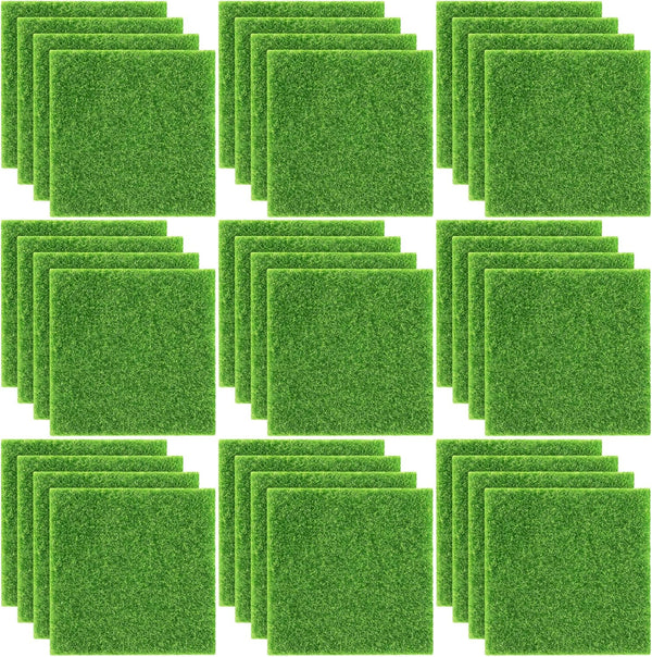 Elcoho 36 Pieces Fake Grass for Crafts Fairy Garden 6 x 6