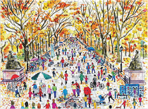 Galison Michael Storrings Fall in Central Park 1000 Piece Puzzle - Bright and Bold Artwork for Adults and Families