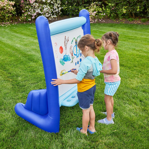 Hearthsong Double-Sided Inflatable Kids Art Easel, Outdoor & Indoor Paint Station, Creative Coloring, Drawing