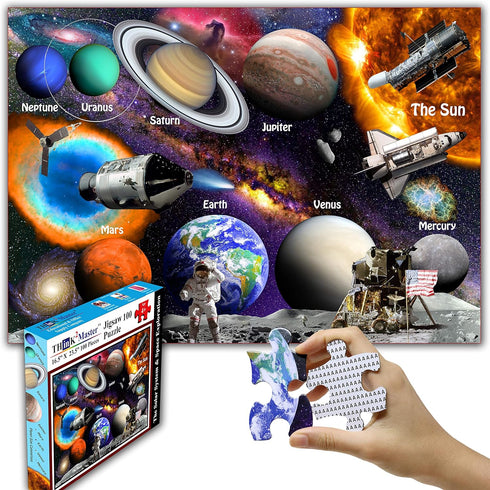 Think2Master Solar System & Space Exploration 100 Piece Jigsaw Puzzle, Fun Educational Toy for Kids