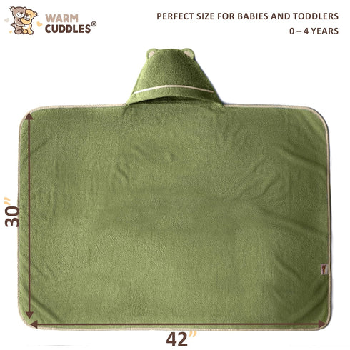 Ultra-Soft Olive Hooded Toddler Bath Towels - Rayon from Bamboo