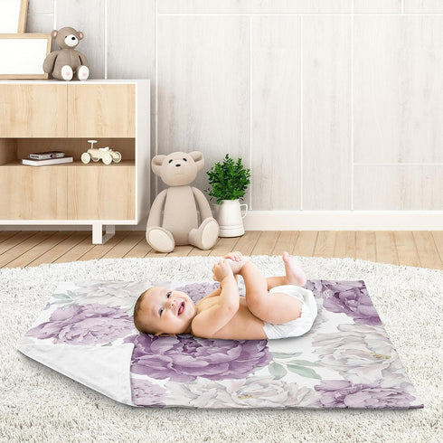 Sweet Jojo Designs Lavender Purple Boho Shabby Chic Floral Girl Soft Baby Blanket Receiving Security Stroller Swaddle