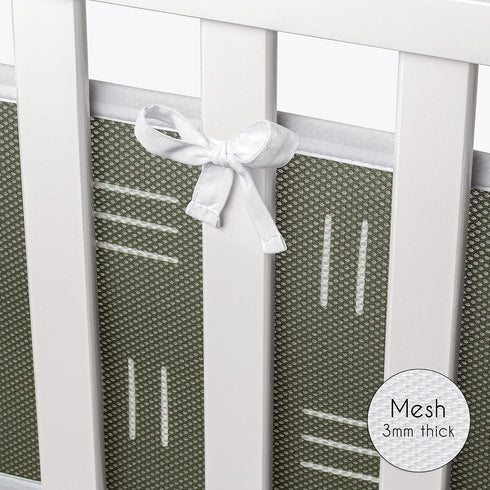 2-Piece Set Sweet Jojo Designs + BreathableBaby Breathable Mesh Crib Liner (Hunter Green Boho Mudcloth) for Boys/Girls