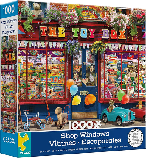 Ceaco - 1000 Piece Jigsaw Puzzle - Shop Windows - Toy Box, 26.6 x 19