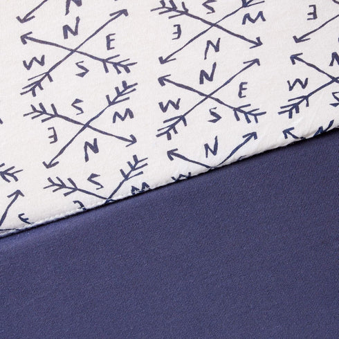 (Set Set, HonestBaby Unisex Baby Organic Cotton Changing Pad Covers of Two) Winter Accessory Compass/Navy, One Size US