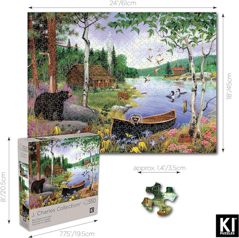 550 Piece Puzzle for Adults by J. Charles, Black Bear and Cabin, 24X18 Country Life Jigsaw (02632-SB)