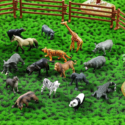 Flormoon 16Pcs Mini Animals Figures - Realistic Wild Animals Toys for Learning Educational Birthday Party Gifts
