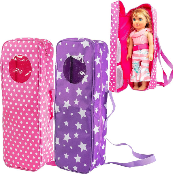 Doll Storage Carrying Case - 2 Pack Combo for 18" Dolls, Organizer with Clear Window and Carrying Strap