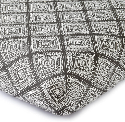 Levtex Baby Bailey Geo Tribal Fitted Crib Sheet, Cotton, Charcoal, White