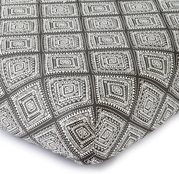 Levtex Baby Bailey Geo Tribal Fitted Crib Sheet, Cotton, Charcoal, White
