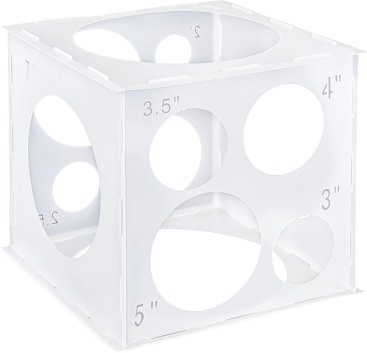 Auihiay 12 Holes Balloon Sizer Cube Box, Collapsible Plastic Measurement Tool for Decorations, Columns, Arches