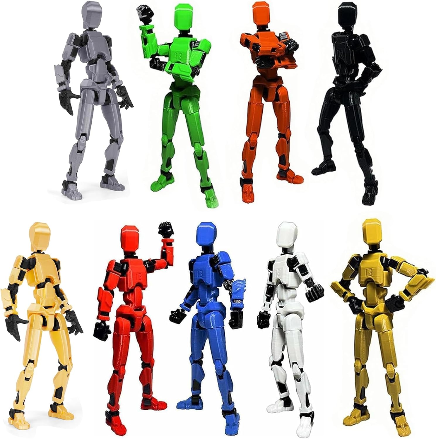 EIMONEY 9PCS Assembly Completed T-13 Action Figure 3D Printed Multi-Jointed Movable,Lucky 13