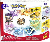 MEGA Pokémon Building Toys Set - Every Eevee Evolution with 470 Pieces, 9 Poseable Characters