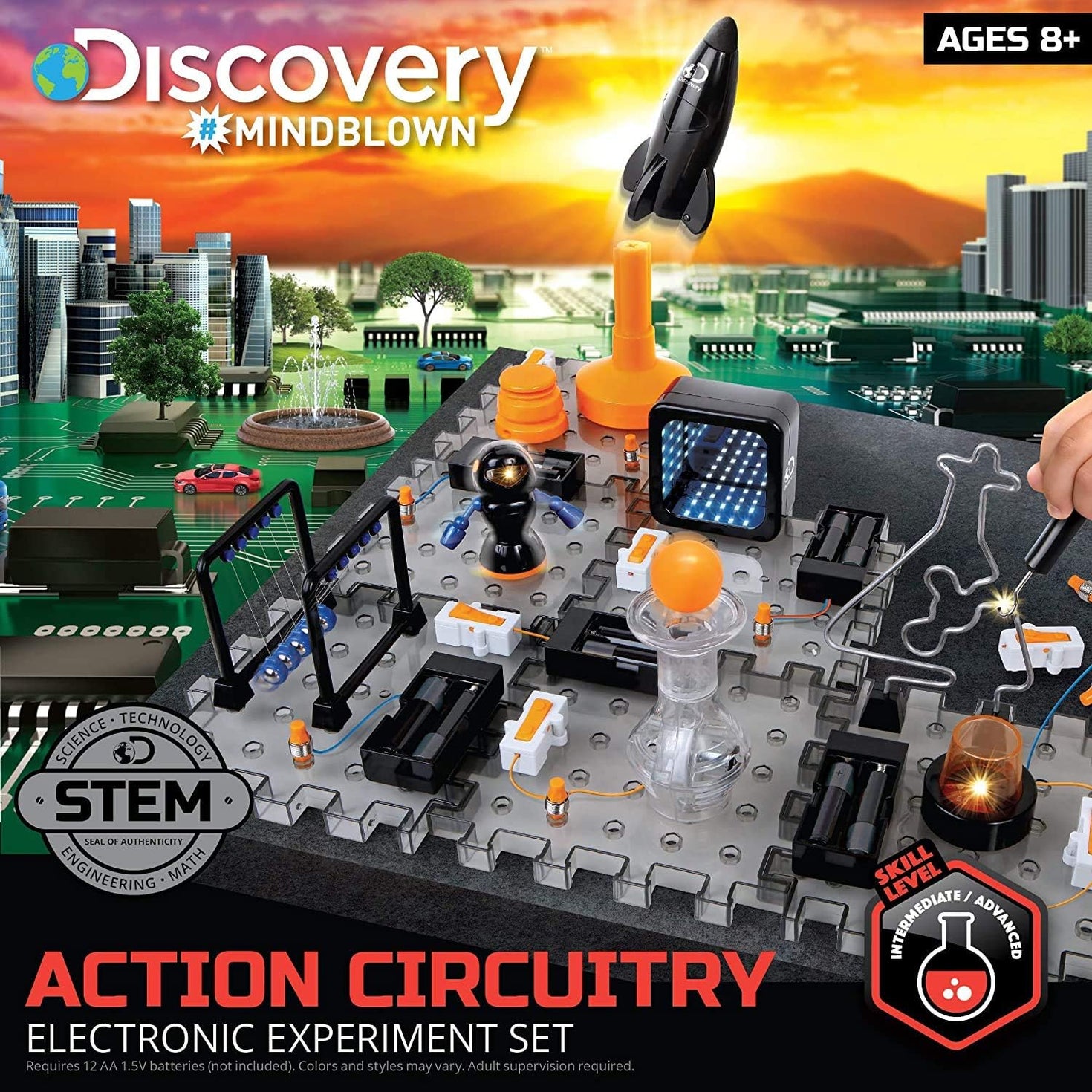 Discovery #MINDBLOWN Action Circuitry Electronic Experiment STEM Set, Build-it-Yourself Engineering Toy Kit, 6